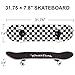 WhiteFang Skateboards for Beginners, Complete Skateboard 31 x 7.88, 7 Layer Canadian Maple Double Kick Concave Standard and Tricks Skateboards for Kids and Beginners (Check)