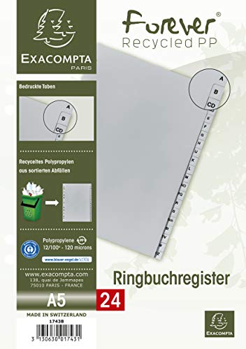 TSI 65120 Register A-Z Aus Kunststoff – A4 Ordnerregister Mit Bedruckten Tabs, Grau