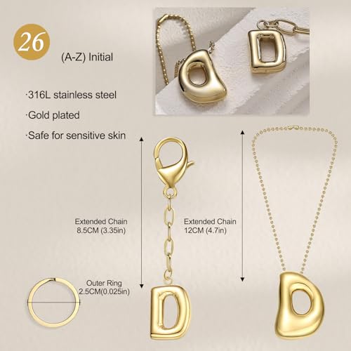 COTATI Gold Plated Bubble Letter Keychain for Women Initial Monogram Pendant Charm Keychains for Bag Handbags Purse