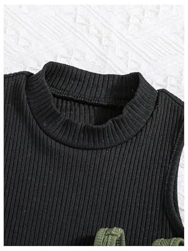 Image of OYOANGLE Toddler Girl's 4 Pack Ribbed Knit Crop Tank Tops Set One Shoulder Summer Camisole