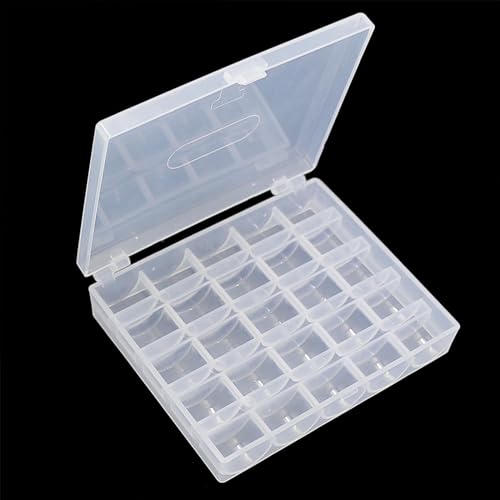 YEQIN Bobbin Box Bobbin Organizer Plastic Case Transparent 25 Slots Empty Bobbins Spools Box Sewing Craft Plastic Case Storage Box for Sewing Machine (1Pcs Box)