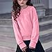Girls Sweatshirt Crop Tops for Teens Girl Loose Fit Crewneck Pullover Ribbed Long Sleeve Shirt with Thumb Hole 4-15Y Pink