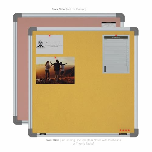 Image of Scholar Art Metis 2x2 Feet Bulletin Board for Wall & Study Table | Vibrant & Versatile Crape Cloth + High Density Soft Board for Pinning Photos, Sticky Notes & Reminders (Yellow)