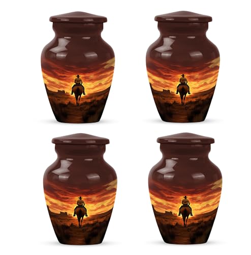 Image of Cowboy Urn - Small Urn for Human Ashes Keepsake - Urns for Ash Adult Male - Mini Urns for Human Ashes - Cremation Keepsakes for Ashes for Women - Size 3 Inch, Pack of 4