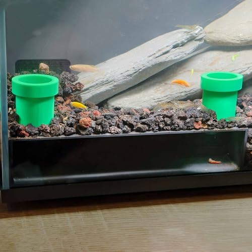 Image of Fish Shrimp Cave Aquarium Tunnel, Shrimp Hides for Aquarium, Fish Tank Accessories Decorations, Fish Cave Hideout for Aquarium (Black + Green Pipe)