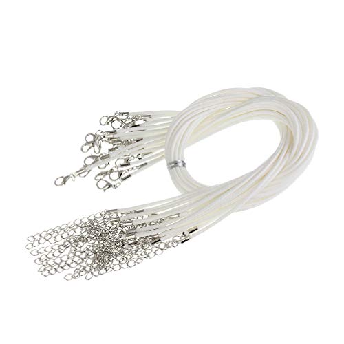 Milisten 100Pcs Waxed Necklace Cord With With Lobster Claw Clasp 1.5Mm Necklace Rope For Diy Bracelet Necklace Jewelry Making Accessories, White,20 Inches #TOP2