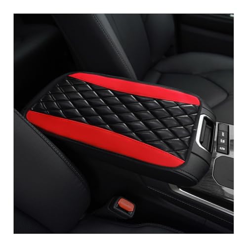 Car Center Console Cushion Pad, PU Leather Waterproof Auto Armrest Box Cover Protector, Comfortable Armrest Seat Box Cover Mat, Universal Car Accessories for SUV Truck (Red)
