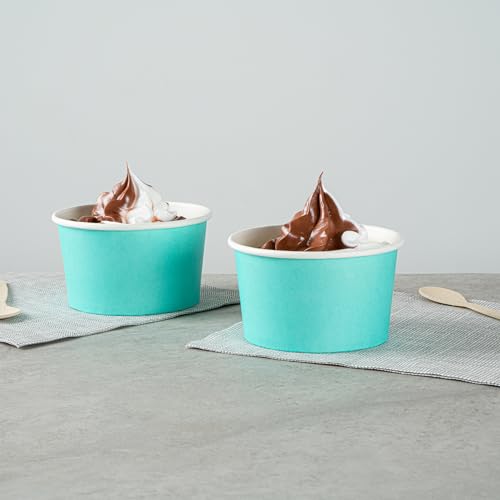 Image of Coppetta 12 Ounce Dessert Cups, 50 Disposable Ice Cream Cups - Lids Sold Separately, Sturdy, Turquoise Paper FroYo Bowls, Durable, For Hot And Cold Foods, Perfect For Gelato - Restaurantware