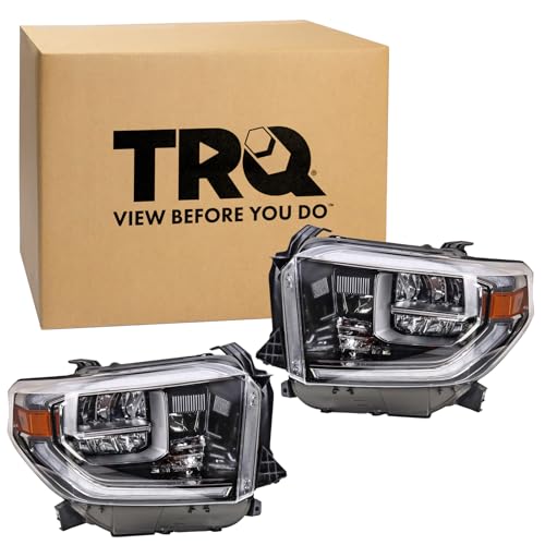 TRQ Headlight Assembly Set Headlights Driver & Passenger Side Compatible with 2018 Toyota Tundra TO2502263 TO2503263