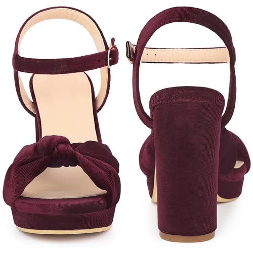 Perphy Knot Platform Velvet Block Heel Sandals for Women2