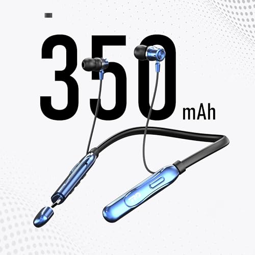Image of RD M-190 ELEGA Wireless Neckaband with 10MM Drivers, Bluetooth v5.3, Playtime Upto 90 Hours, 1-2 Hrs Fast Charging with Type-C Port, Auto Magnetic Connect, Multi-Function Button Blue