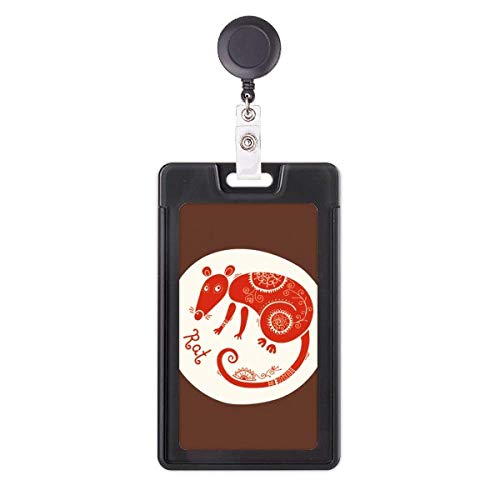 Porte-badge rétractable rouge anti-perte zodiaque chinois pour ne plus chercher votre pass