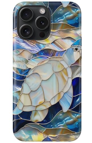 Image of Goodon for iPhone 16 Pro Max Case Cute - Wireless Charging Compatible - Dual-Layer Hard Shell + Silicone Cover - Protective Phone Case with Trendy Designs for Women - Abstract Sea Turtle