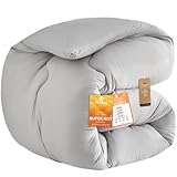 VK Living 掛け布団 シンサレート セミダブル 冬 羽毛より暖かい 増量タイプ 【SUPER HOT】 帝人TEIJIN中綿使用 あったか 24時間持続制菌消臭 洗える ほこりが出にくい 防ダニ 体にフィット 170x210 グレー