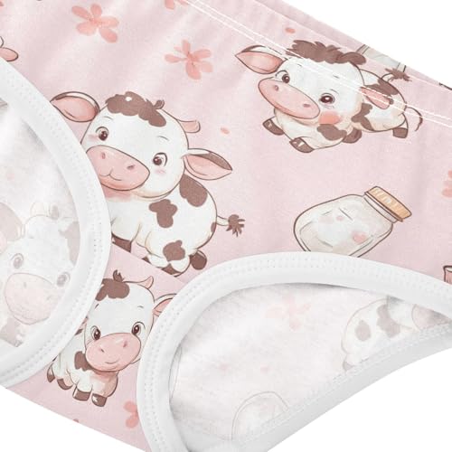 Wusikd Cute Baby Cow Girls' Underwear Cotton Milk Bottles Girls Briefs Soft Toddler Underwear 2T4