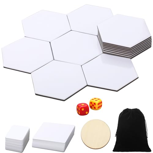 AceOrbit Blank Board Game Set 20 Pcs Hexagon Blank Board