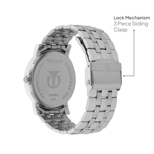 Titan Quartz Analog Silver Dial Stainless Steel Strap Watch for Men-NN1639SM01 - Image 2