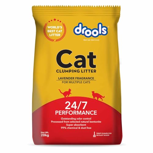 Image of Drools Bentonite Clumping Cat Litter 20kg Pack | Lavender Fragrance | Pet and People Friendly | Super Absorbent of Liquids | Chemical & Dust Free