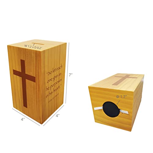 Caja de donaciones pequeña de madera 4 x 4 x 7 pulgadas miniatura 5