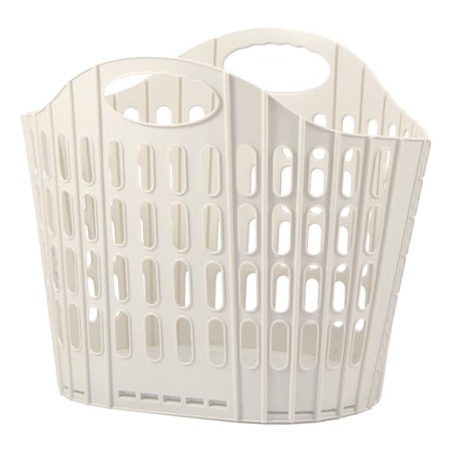 harupink Cesta plegable para la ropa sucia de plástico (PP), sin BPA, portátil, transpirable, protege eficazmente contra la humedad y el olor, 40 x 29 x 32 cm (color crema)