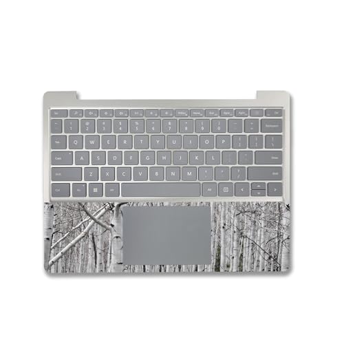 Image of MightySkins Carbon Fiber Skin Compatible with Microsoft Surface Laptop Go 3 (2023) Full Wrap Kit - Birch Forest | Protective, Durable Textured Carbon Fiber Finish | Made in The USA