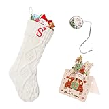 CRSTAFU Initials S Christmas Stockings, 20 Inch Large Family Personalized Embroidered White Knitted Xmas Stocking
