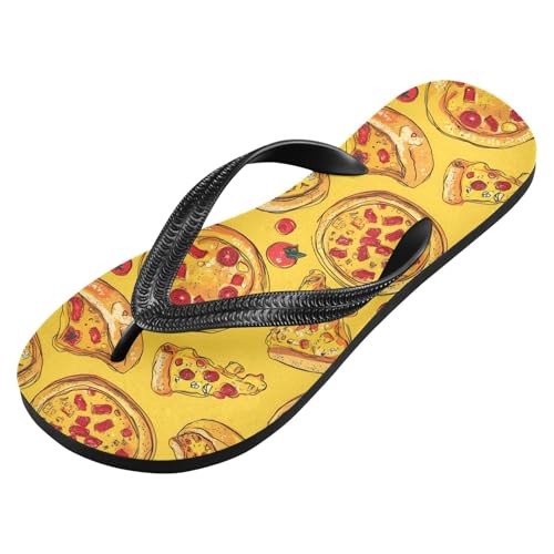 ALAZA Tomato Pieces Pizza Flip Flops for Women Fashion Beach Slippers Comfort Mens Flip Flops Non-Slip Rubber Shower Slippers Sandal for Hotel Travel Sport,XS2