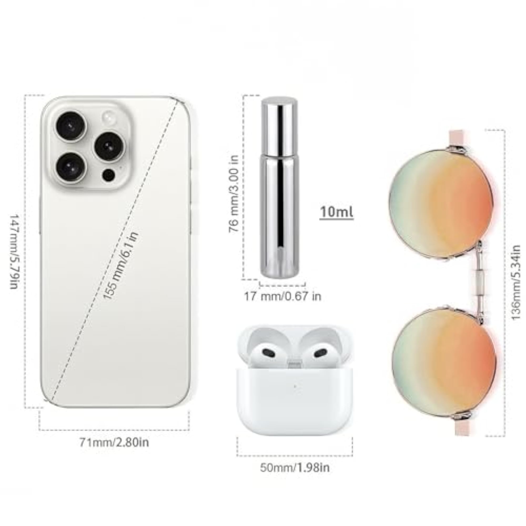 6Pcs Glass Roller Bottles, 10ml UV Coated with Stainless Steel Ball