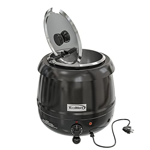 Image of KoolMore Commercial Soup Kettle Warmer with Hinged Lid and Removable Pot Insert for Buffet, Restaurant, Party, Event, and Catering, Large 2.5 Gallon, Electric [Black] (SK-BK-3G)