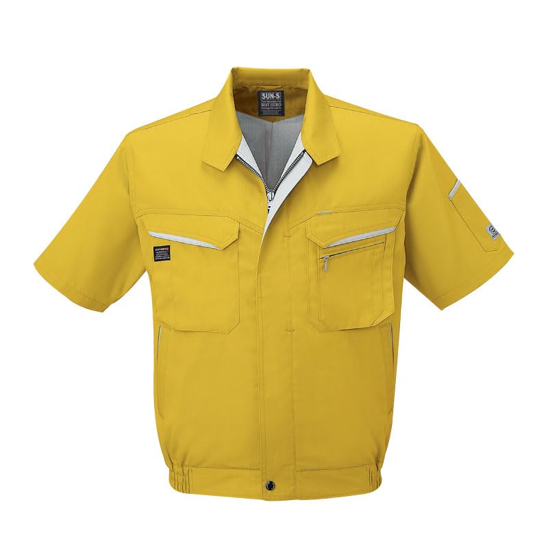 [サンエス] 半袖ブルゾン マスタード M ソフトサマーツイル WA10470