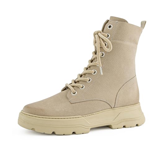 Preisvergleich Produktbild Paul Green Damen, Frauen Schnürstiefeletten, Damenstiefel, Stiefel, Bootee, Booties, halbstiefel, Kurzstiefel, uebergangsschuhe, Beige (Nubuk / Almond), 37.5 EU / 4.5 UK