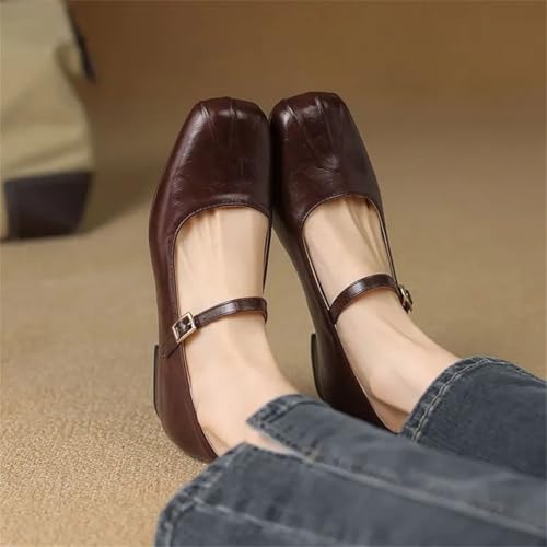 DBFBDTU Female Vintage Flats Square Toe Buckle Strap Plus Size Soft Daily Leisure Shoes3