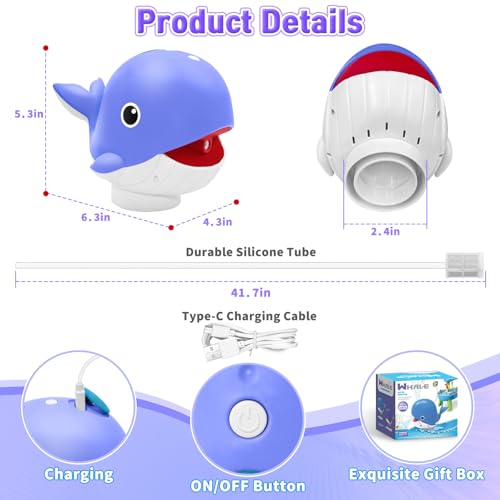 Image of Infowush Water Table Pump, Whale Rechargeable Water Pump for Water Table with Sprinkler, 3.5 Hours Non-Stop Fun Summer Outdoor Water Toys Outside Water Play Table Accessories for Kids Toddlers, Purple