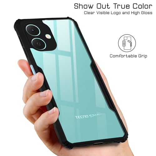 Image of Jkobi Back Cover Case for Tecno Spark Go 2 (Shockproof with Polycarbonate Clear Panel | Professional Black)