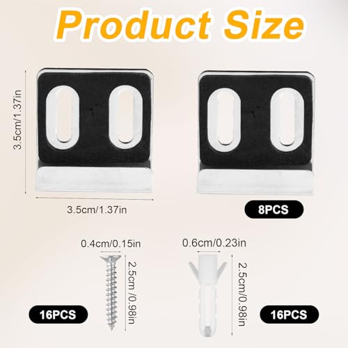 Image of 8pcs Metal Mirror Clips, Wide Channel Mirror Hangers for Frameless Mirror Mounting Hardware Heavy Mirror Holder Hooks Hanging Bracketswith Screws for Wall Mounting Mirror Billboard