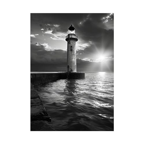 Tableau decoration murale paysage noir et blanc moderne sur toile non tissée 50x70cm