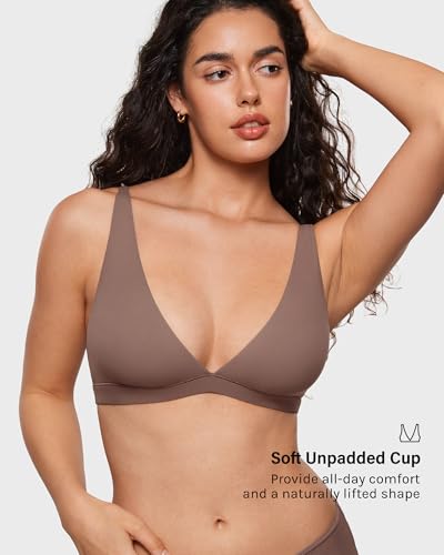 Image of INLYRIC Women's Inbarely Soft Plunge Bralette - Deep V Unlined Triangle No Padding No Underwire Sexy Comfort Sleep Bra