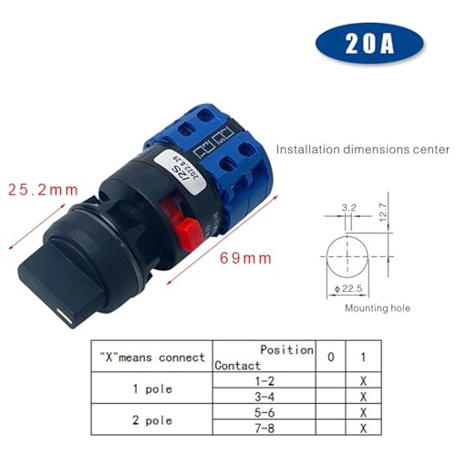 Interrupteur à cames rotatif avec contact argenté pour circuit 20A - 2