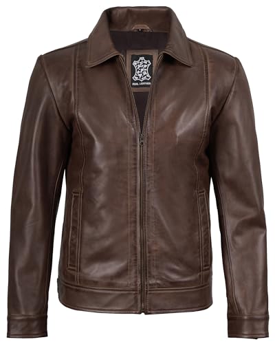 Image of Blingsoul Disc TOS Leather Motorcycle Jacket Men | [1116081] Jose Chocolate Brown, XS