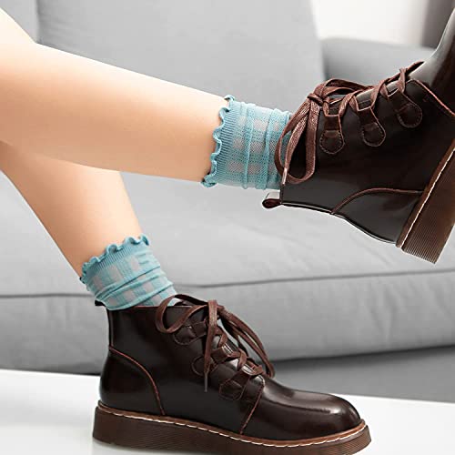 Mcool Mary Womens Socks, Ruffle Turn-Cuff Casual Ankle Socks Breathable Cool Knit Cotton Lettuce Crew Frilly Sock 6 Pack2