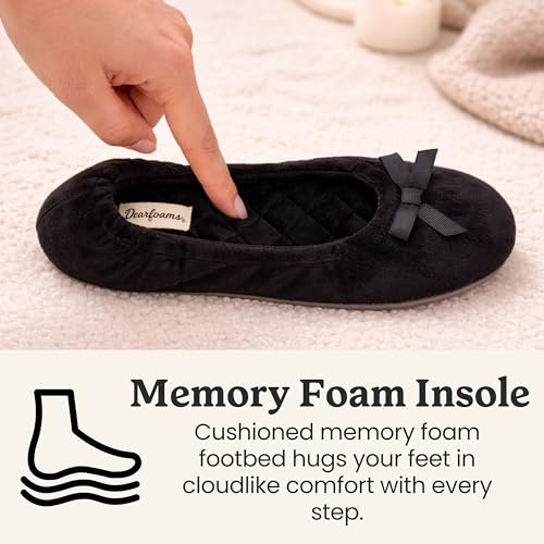 Image of Layla Ballerina Slippers, Memory Foam Lightweight Indoor House Shoes
