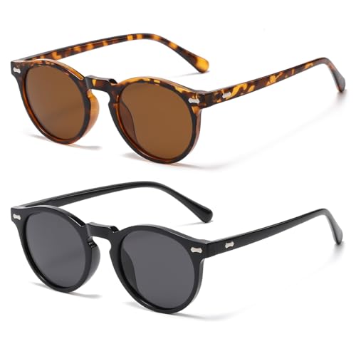 Image of JOVAKIT Vintage Kids Polarized Sunglasses for Girls Boys Age 2-9, Round Sun Glasses for Children UV400 Protection