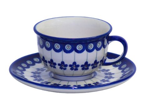 Tasse en céramique de Bunzlau avec soucoupe 0,2 l pour le café au quotidien