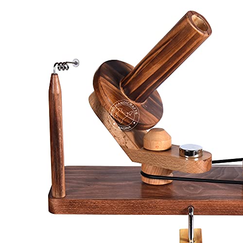 Image of Hind Handicrafts Wooden Yarn Ball Winder for Knitting Crocheting - Handcrafted - Natural Hand Operated - Knitter's Gifts Center Pull Ball Winder (Multi Wood - 1)
