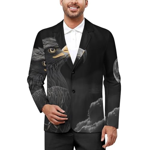 Black & White Eagle Men's Suits Dress Business Formal Suit Print Jackets Coat For Wedding Party