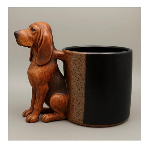 Handgefertigte Dackel-Tasse, Lustige 3D-Tierform Kaffeetasse, Dackel D Französische Bulldogge & Basset-Hound Henkel Kaffeetasse für Zuhause Küche Wohnzimmer Büro Dekor (Französische Bulldogge)