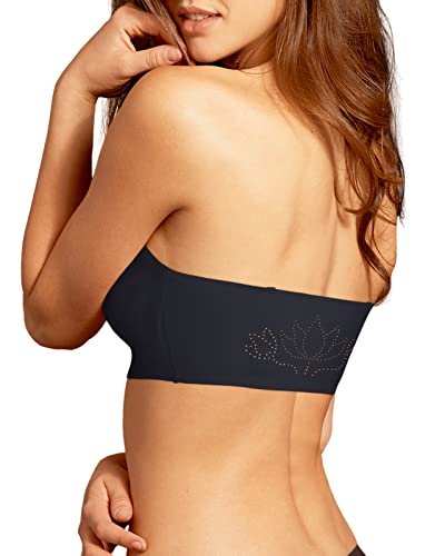Sofitniya Strapless Bras For Women Front Clasp Wireless Smoothing Seamless Push Up Bandeau Bra Black #TOP3