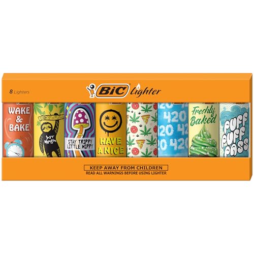 BIC Maxi Pocket Lighter Special Edition Counterculture Series 8 Count Pack of Lighters
