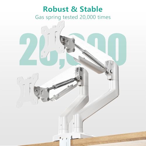 Image of WALI Dual Monitor Stand for 17-32 inch Screens, Dual Monitor Arms for 2 Monitors Holds up to 19.8 lbs, Adjustable Gas Spring Dual Monitors Mount, VESA 75x75 /100x100mm (GSMP002NW), White
