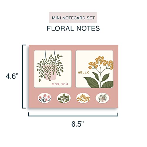 Image of Studio Oh! Assorted Mini Note Card Sets with Stickers, 12 Blank Cards, Stickers & Small Envelopes, Greeting Notecards for Birthday, Thank You Notes, 260 GSM Textured Paper Weight, Floral Notes